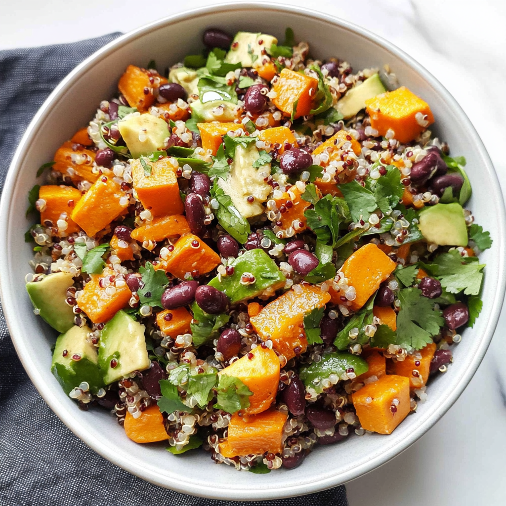 Roasted Sweet Potato Black Bean Quinoa Salad