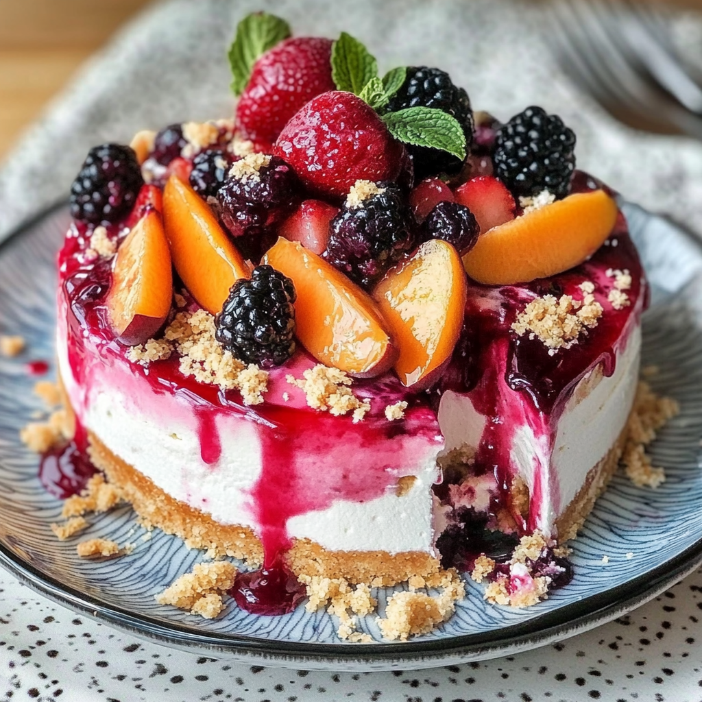 Summer Berry and Peach Cheesecake Recipe