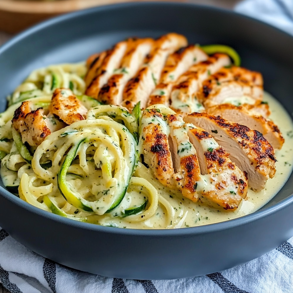 Zucchini Noodle Chicken Alfredo