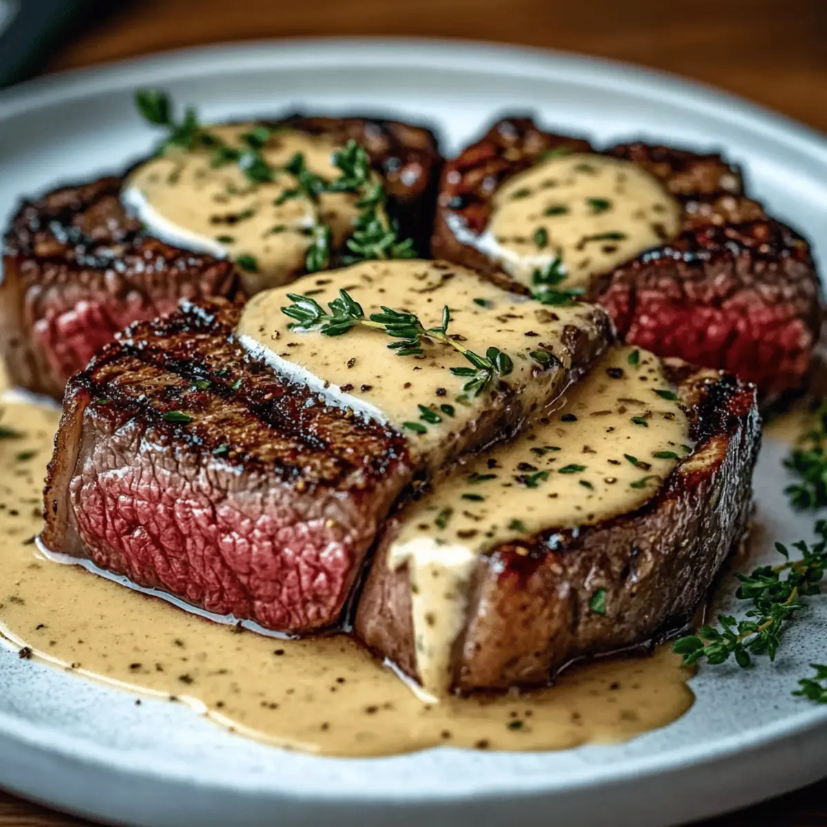 Juicy Beef Steak with Creamy Garlic Sauce