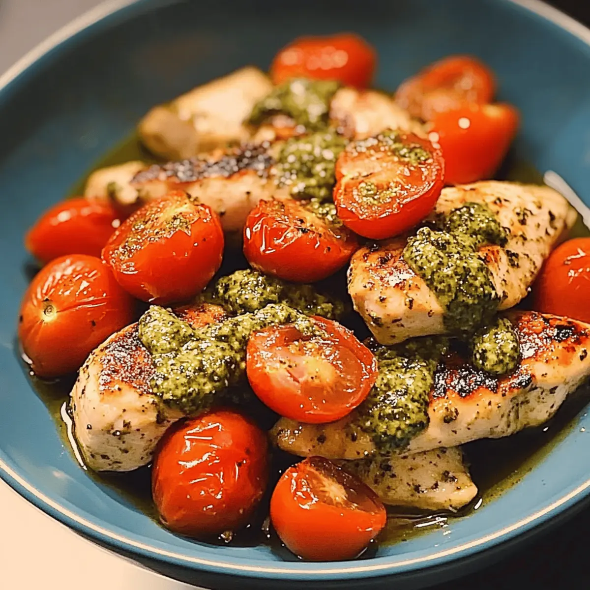 Irresistible Creamy Pesto Chicken w Roasted Tomatoes Delight